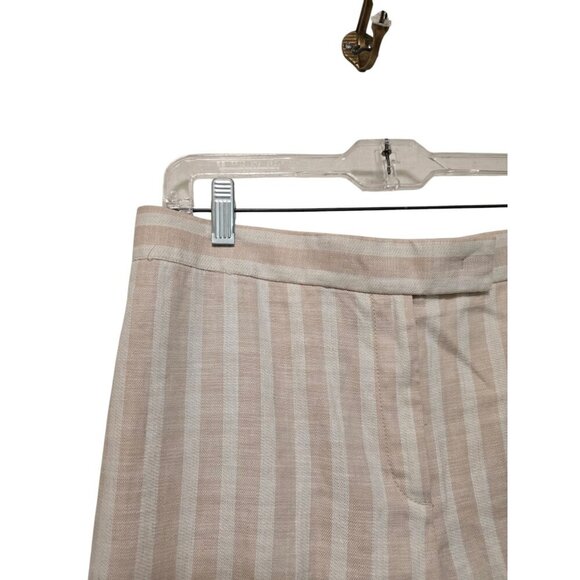 Ann Taylor Devin Ankle Tailored Pants Size 14 Linen Blend Beige Stripes - Picture 7 of 8